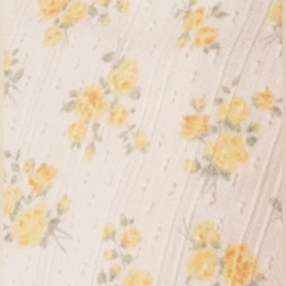 Storia Cotton Floral Print Peasant Romantic Crop Top Yellow Medium Boho Cottage - Picture 5 of 8